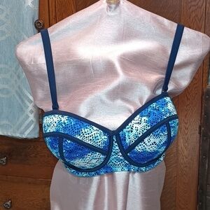 Blue lace push up bikini top 12